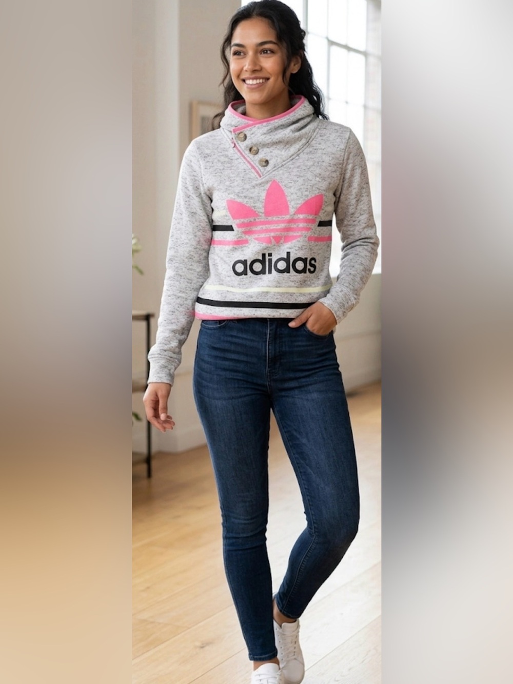 Gray Stripe Track Jacket Size S
